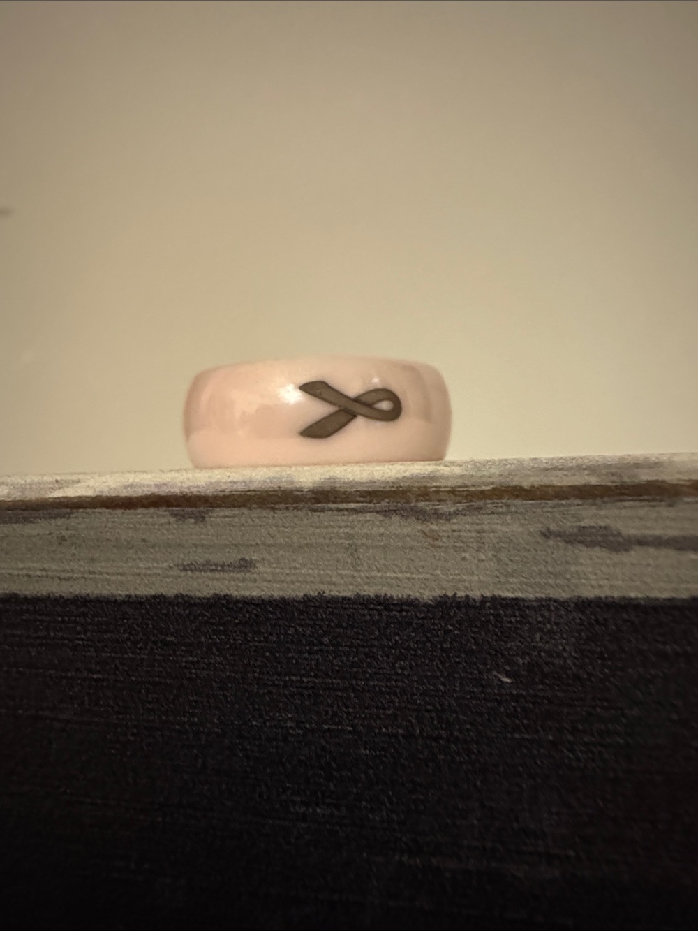 Pink Ceramic Ribbon Accent Ring - Women Accessories size 7